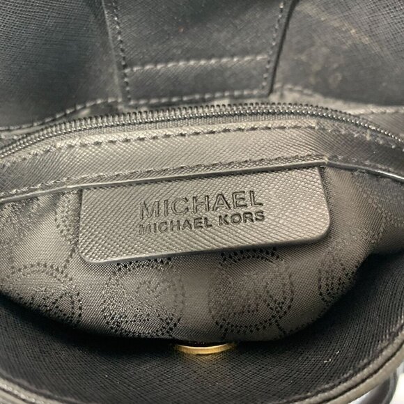 Michael Kors Medium Hamilton East West Satchel Black Saffiano Leather Gold HW - Picture 3 of 13